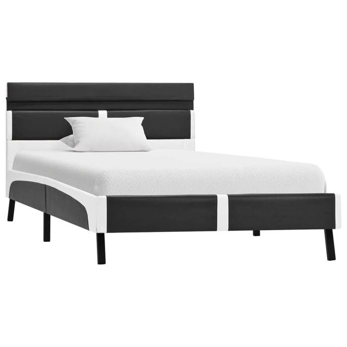 Cadre de lit LED Gris Similicuir 90x200cm - VIDAXL - Contemporain Design - A lattes