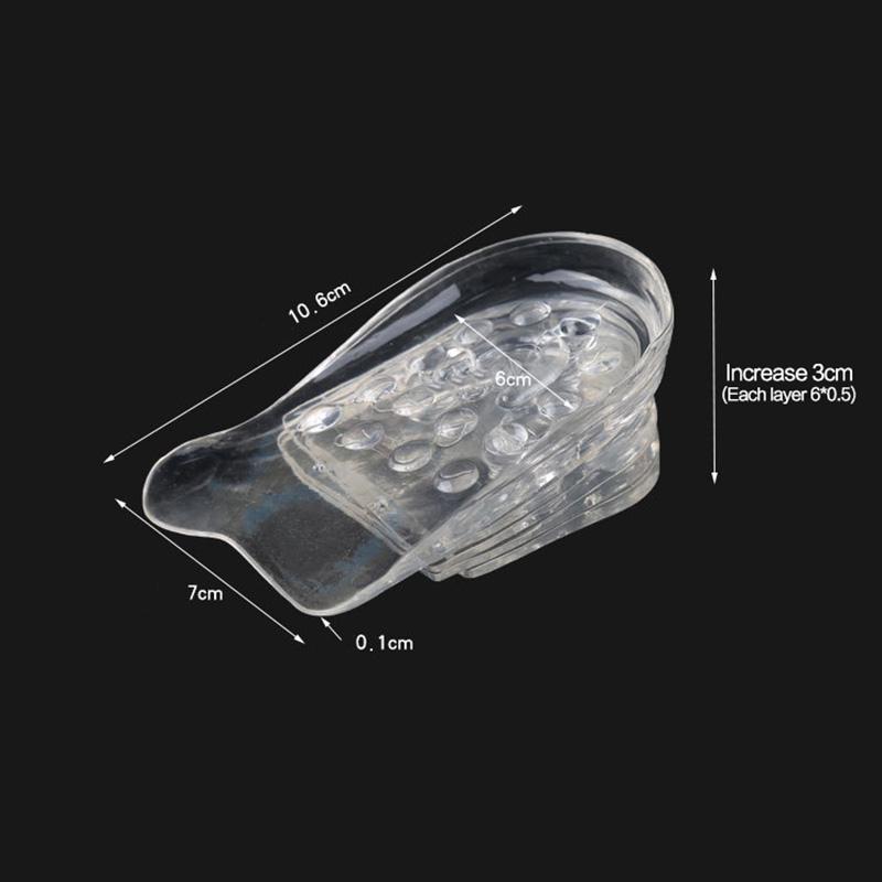 5 Layers Adjustable Taller Insole Silicone Gel Inserts Lift Shoe Pads Inner Height Increase Comfortable Transparant Heel Cushion