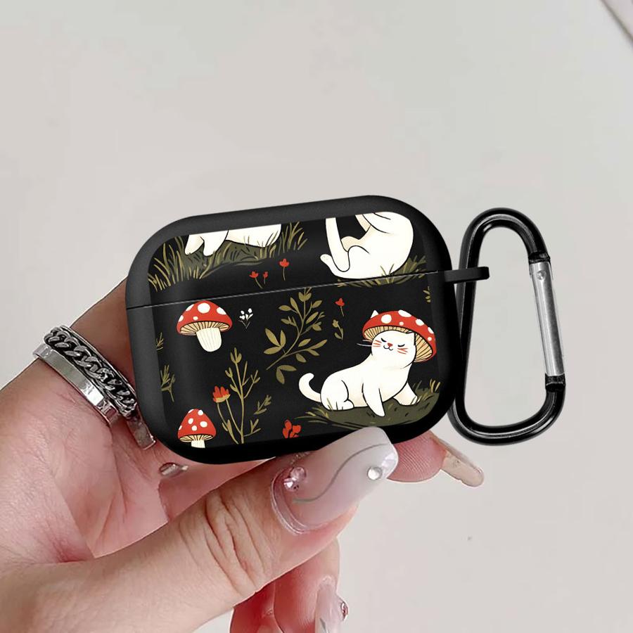 Cute Cat Wearing Mushrooms Earphone Cases Cover Case For Airpods 1 2 Pro3 3 Pro2 Pro 4