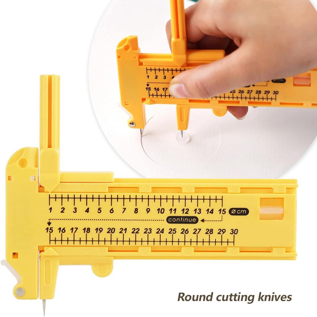 Circle Cutter Paper, Rotary Compass Tool Includes Scale In Cm Safety Cover Blade Pivot Great Scrap Booking Photo Cropping for Cardboard Rubber and