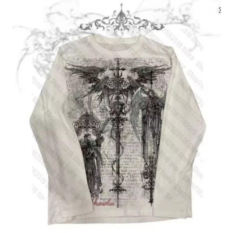 Unisex Vintage Streetwear Long Sleeve T-Shirt With 3D Digital Print Loose Fit Casual Tee Daily Wear