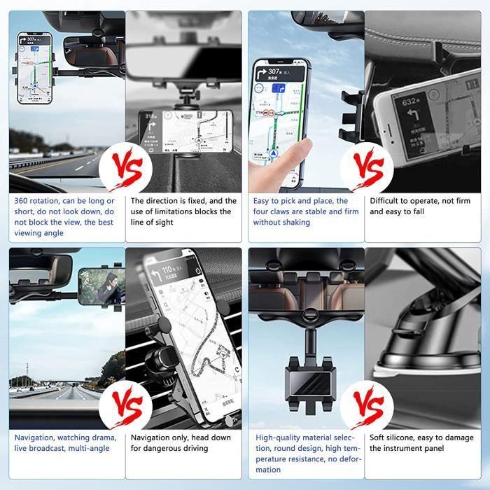 AJW-Support Téléphone Rétroviseur Voiture Universel Multifonctionnel Support Téléphone De Voiture Rotatif Et Rétractable Pour[1085]
