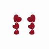 Girl Soft Girl~ Burgundy Love Earrings Retro Red Splicing Earrings Korean Simple and Cute Ear Clips Earrings Women