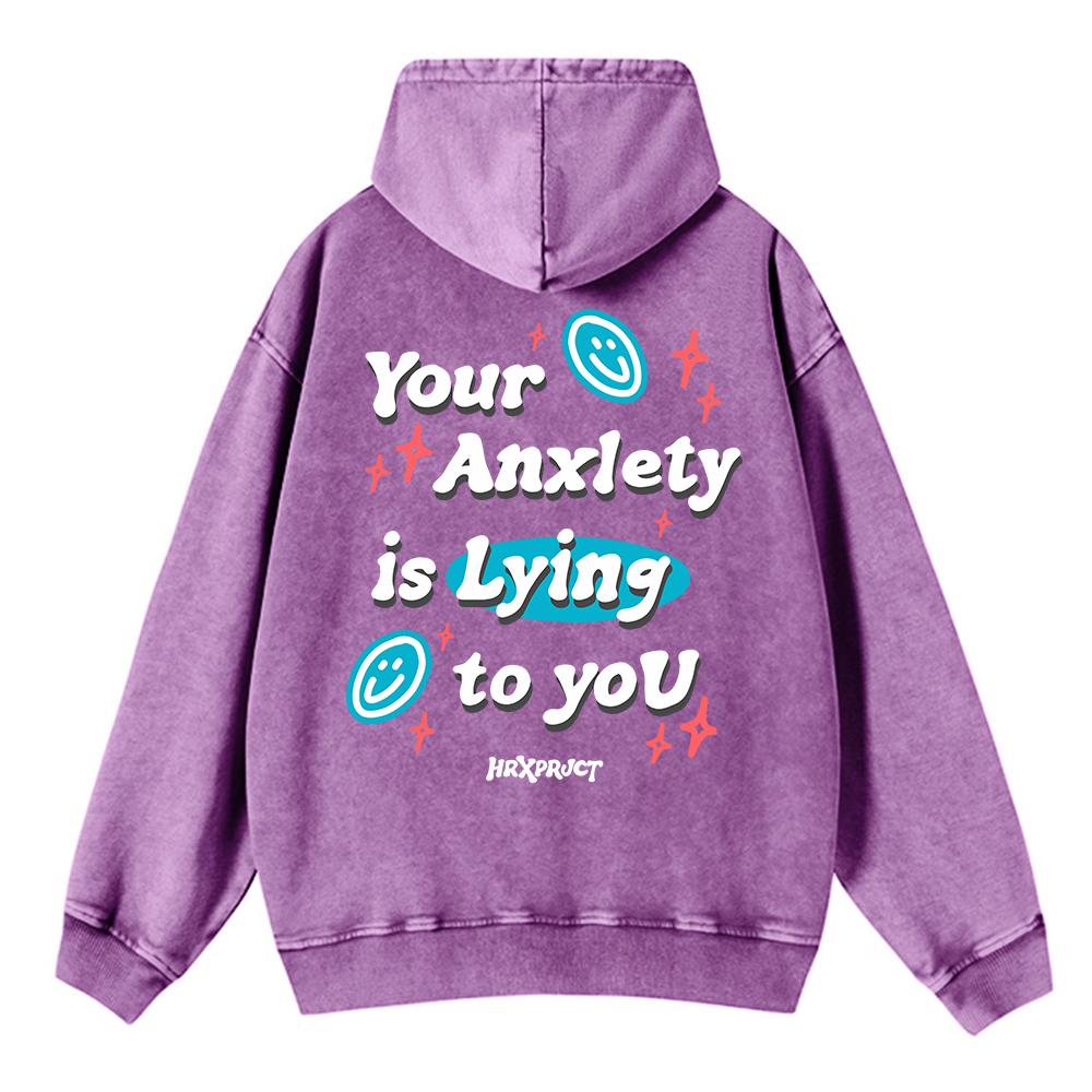 Übergroße Damen-Wasch-Hoodies Ihre Angst lügt Sie an Prints Pullover Warm Tasche Baumwoll-Hoodie Kleidung