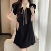 Age reduction small flying sleeves black dress women's summer design sense thin French small fragrant style straight skirt small black dress