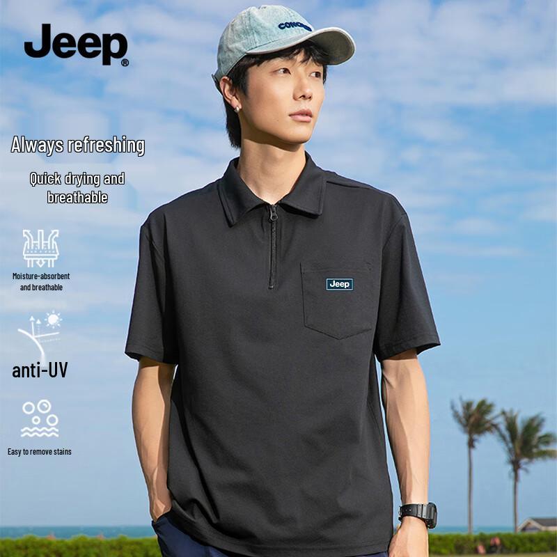 JEEP Men's W Series Half-Zip Performance Polo Shirt