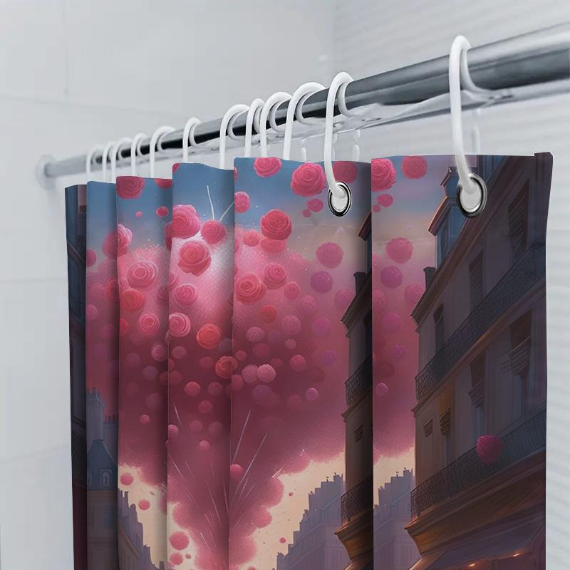 Romantic Rose Fireworks Shower Curtain | Elegant Bathroom Decor