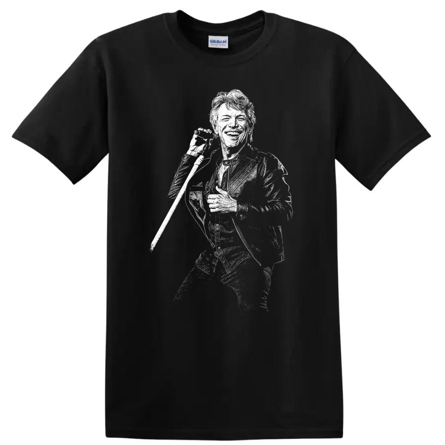 T-shirt Jon Bon Jovi Rock Legends Silhouette Musicale Concerto Fan Tee