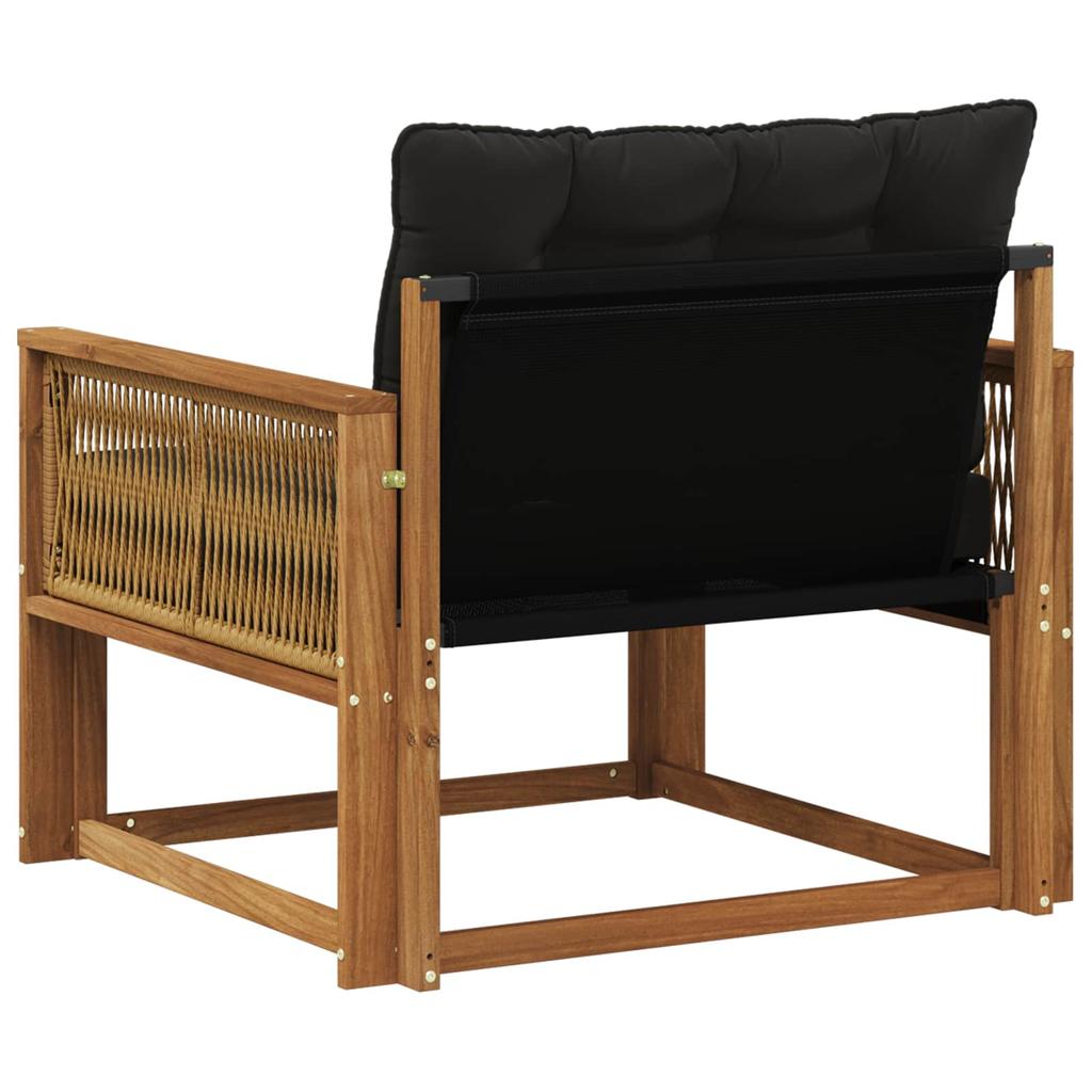Outdoor Middle Sofa Solid Acacia Wood and Textilene Natural