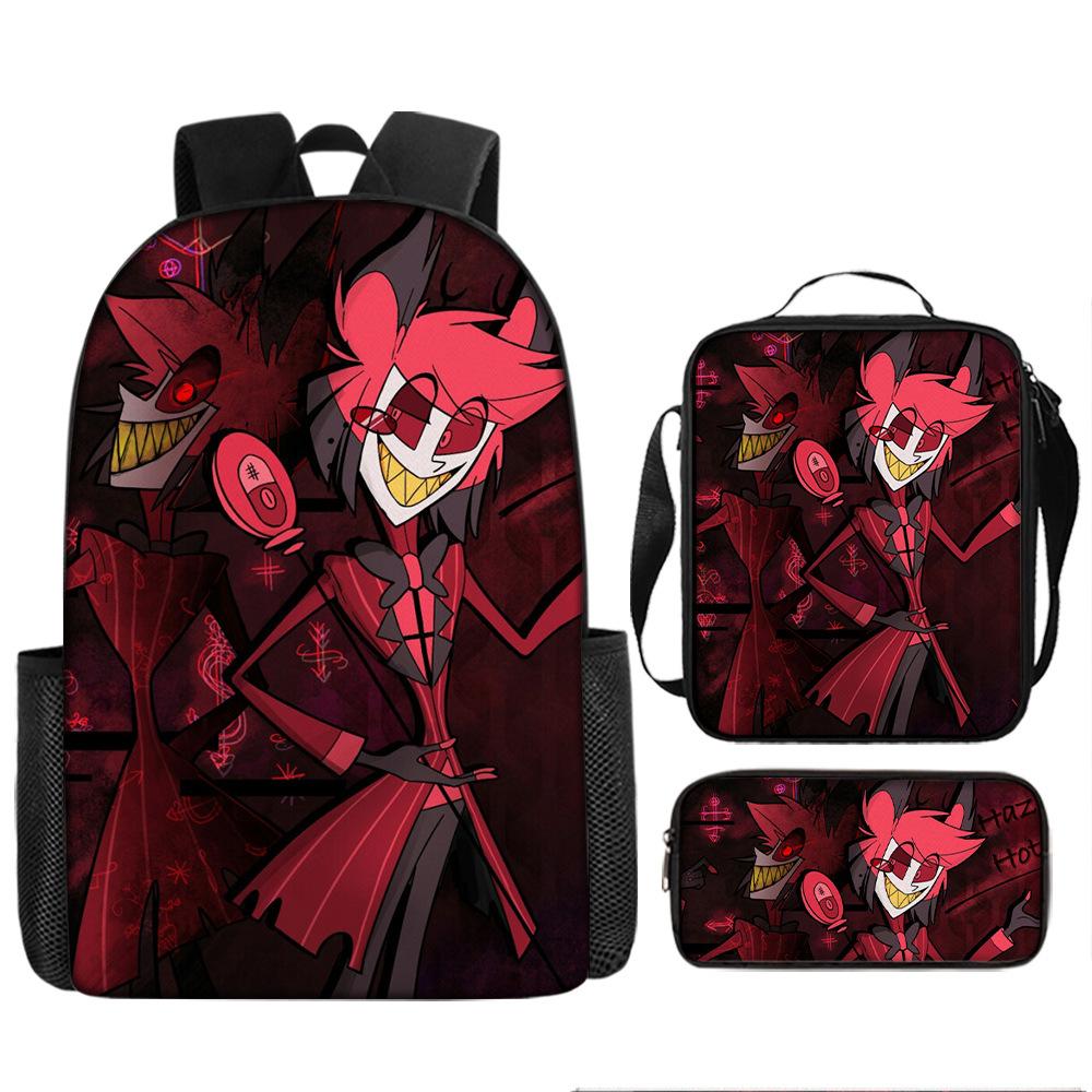 Hell Inn Hazbin Hotel Student Rugzak Cartoon Schooltas Drie Delige Set Rugzak Schoudertas Etui three-piece set