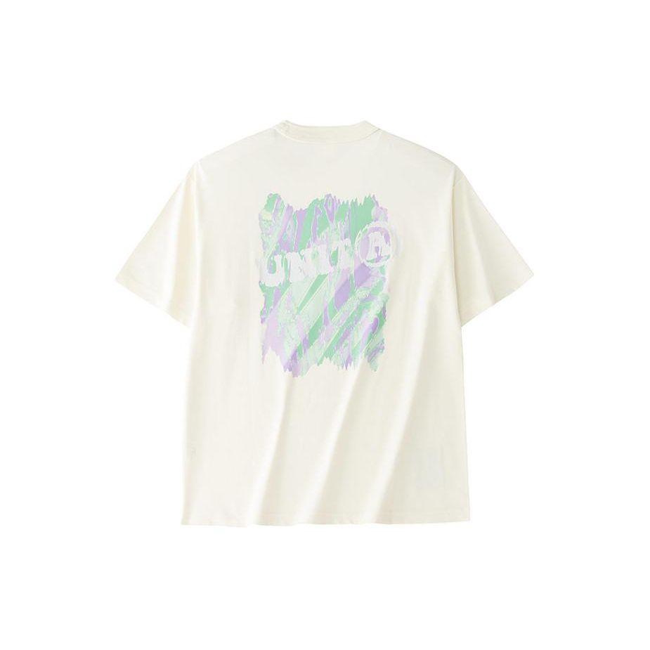 Anta Comfortable Breathable Printed Letter Round Neck Drop Shoulder T-Shirt Women tops Cloud-White 162428129-1