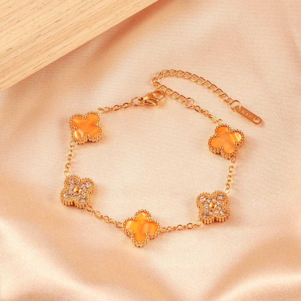 Four-leaf Clover Bracelet - Women's Luxury 18k Gold Plated Sparkling Bracelet