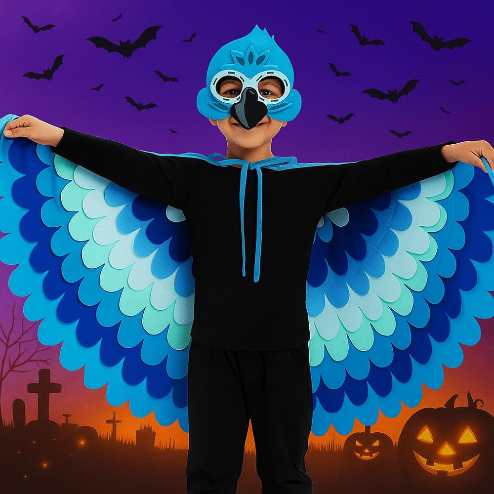 Bird Wings Halloween Cloak with Mask Felt Cloth Cape Mask Set  Stage Performance