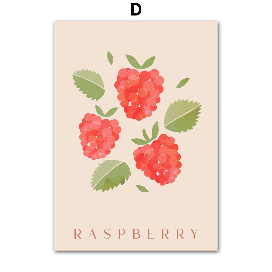 Grapefruit Raspberry Cherry Banana Lemon Posters And Prints Canvas Painting Nordic Wall Art Pictures For Kitchen Room Decor