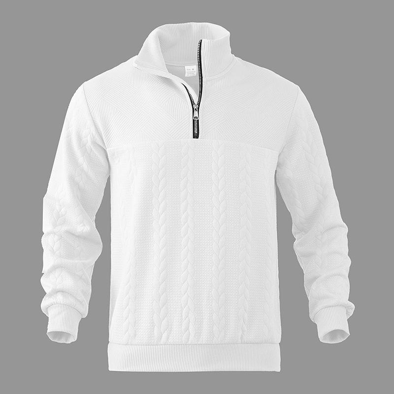 Retro Casual Stand Up Collar Zipper Pullover Loose Knit Jacquard Autumn/winter Long Sleeved Sweatshirt