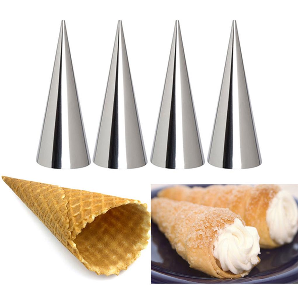 12PCS Conical Tube Cone Roll Moulds Stainless Steel Spiral Croissants Molds Pastry Cream Horn Cake