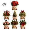 Cute Christmas Soft Decorations Simulated Crochet Potted Decor, Knitted Mini Artificial Tree Flower Themed Room Accents Ornament, Festive Tabletop