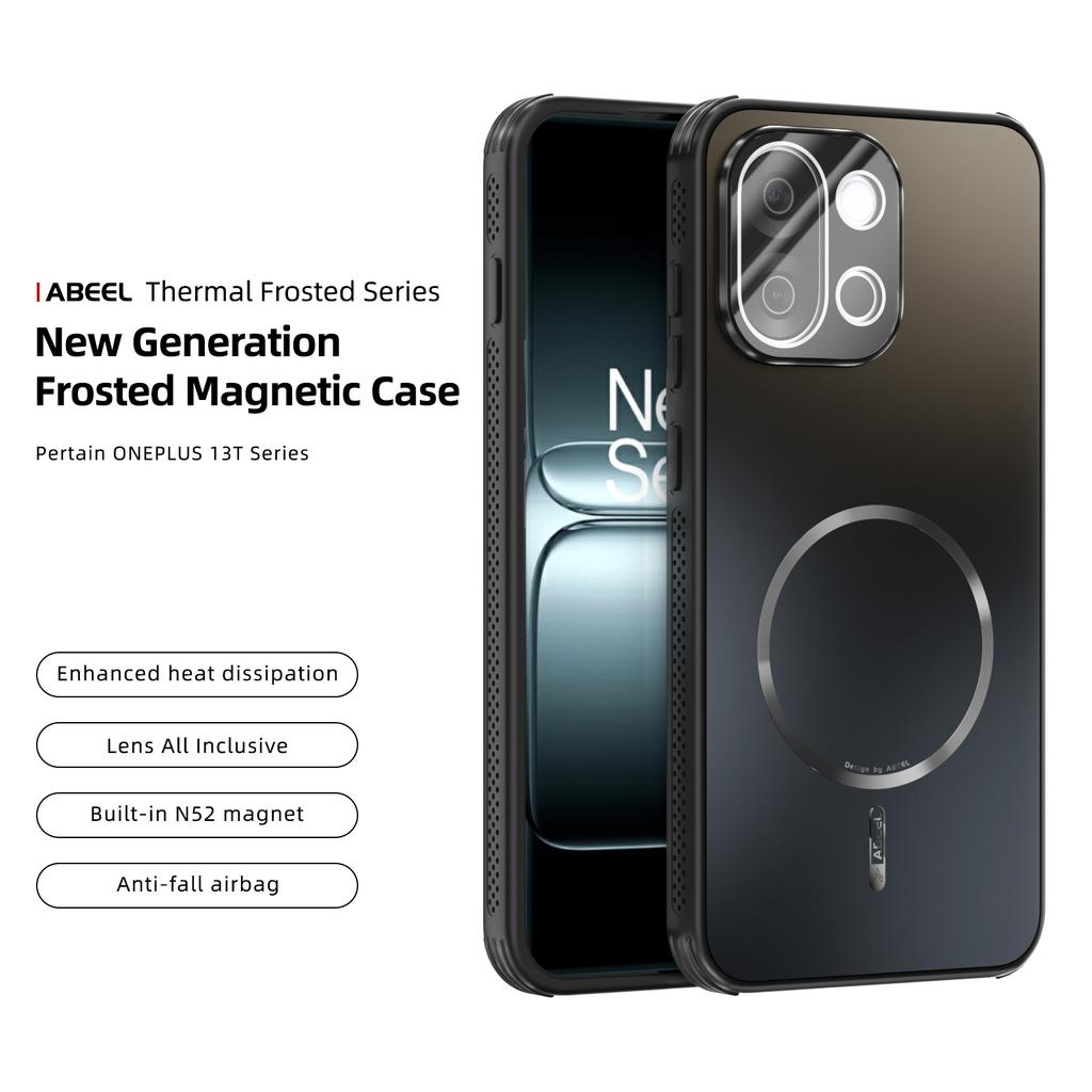 ABEEL For OnePlus 13T 5G Magnetic Case TPU PC Cooling Matte Phone Back Cover with Lens Film