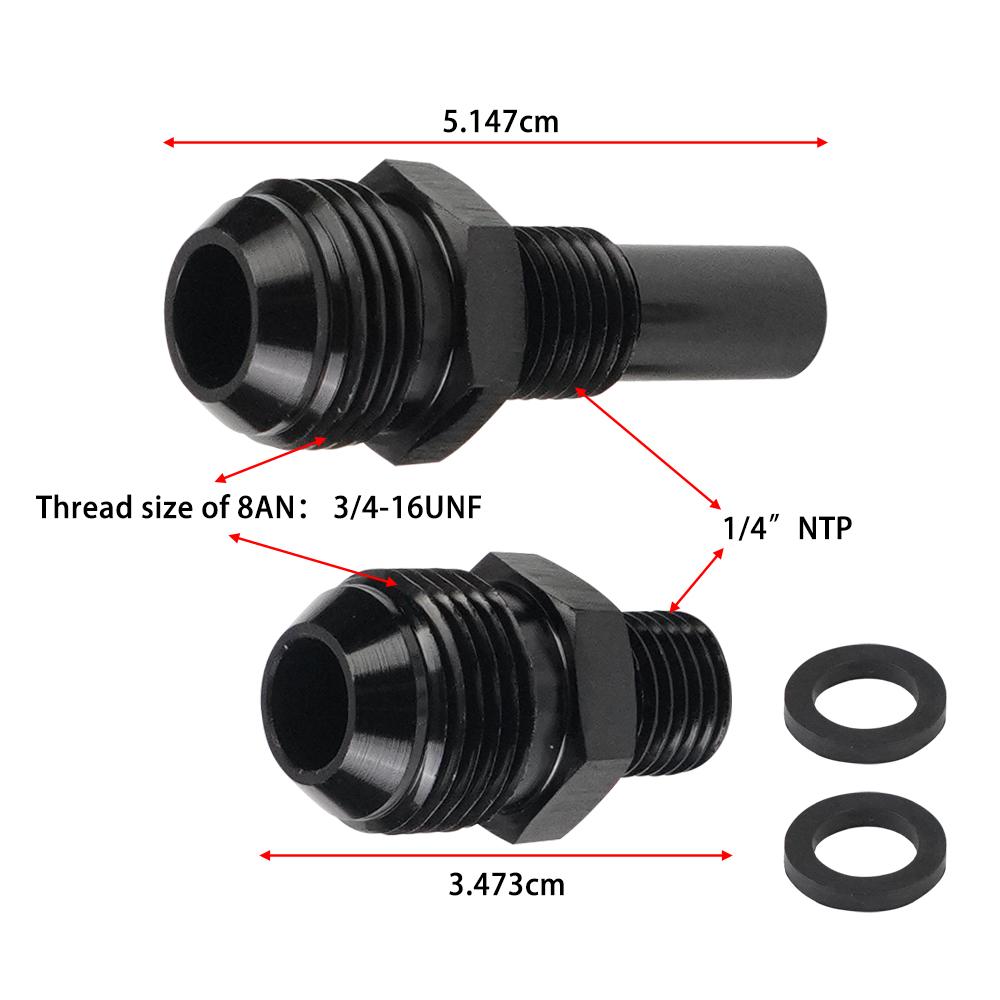4L80E 6AN x 1/4NPS 8AN Male Flare to 1/4 NPS Transmission Cooler Adapter Fittings Front and Rear Port For GM 1997-2007