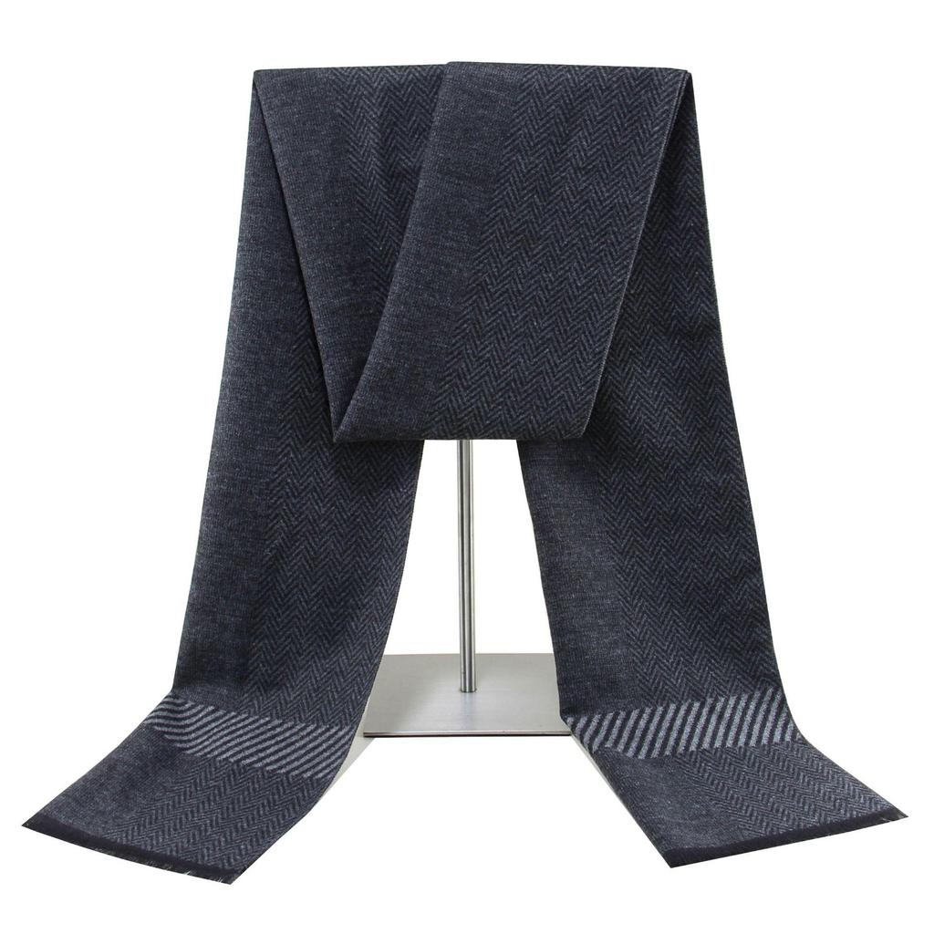2026 Men's Winter Warm Plaid Scarf - European & American Style, Imitation Cashmere, Long Scarf
