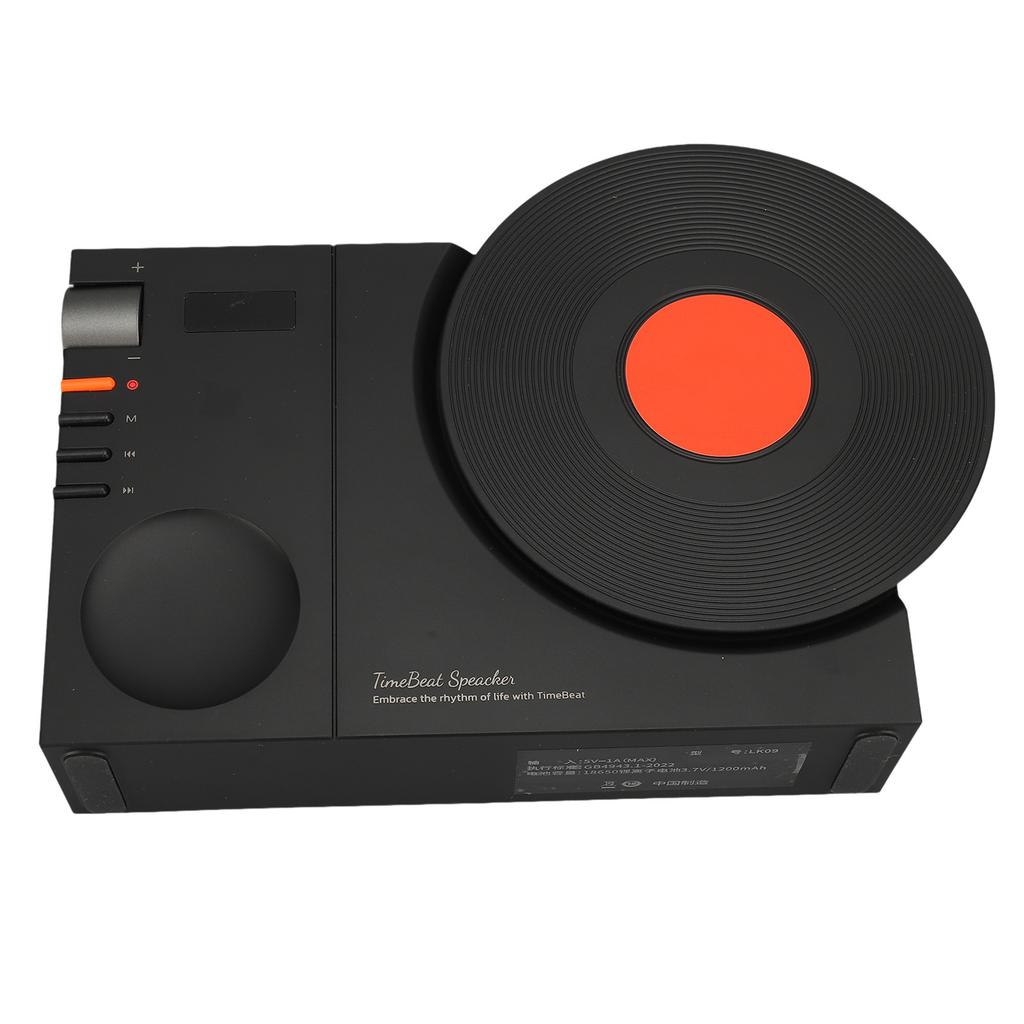Vintage   Record Player     Speaker USB Rechargeable Old Fashioned Portable Wireless Speaker with Time Display