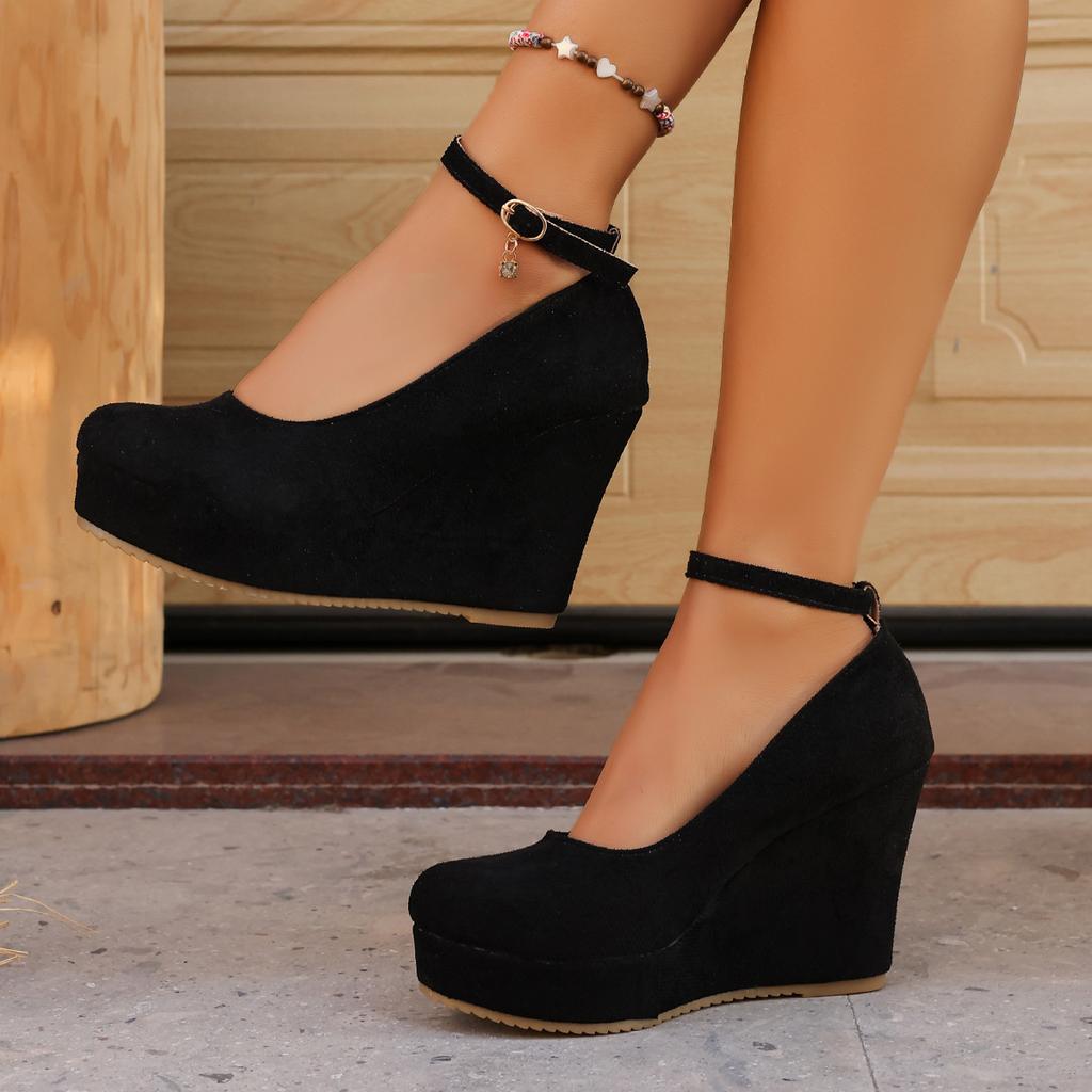 Multicolor Round Toe Women's High Heel Pumps Suede Ankle Strap Platform Shoes Spring Autumn Casual Shoes for Women Size 36-43