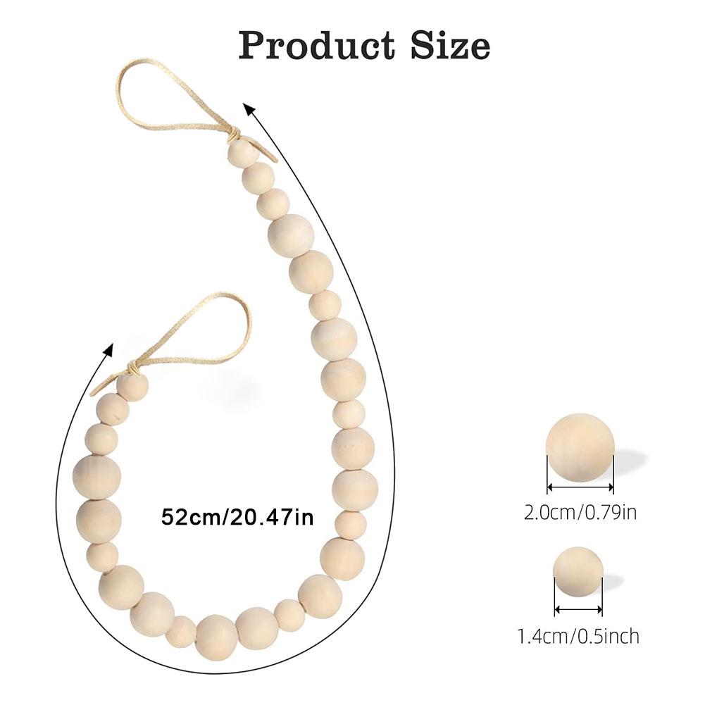 2 Stück/Set Bauernhausstil Holzperlen Vorhang Raffhalter Handgefertigt Einfach zu Installieren Perlenvorhang Schnallen Minimalistisches Dekorationstool