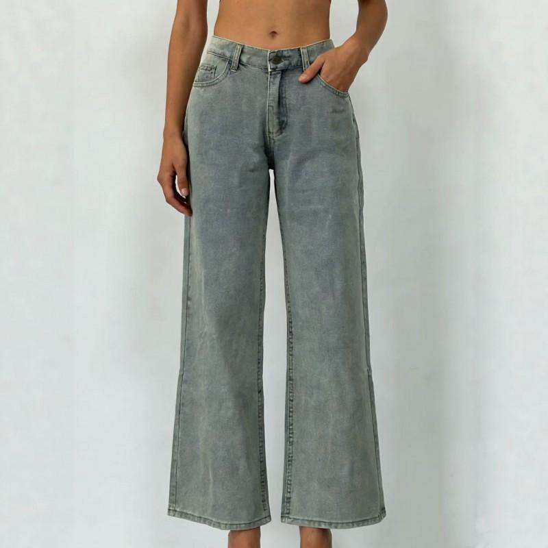 Womens Straight Leg Jeans High Waist Loose Vintage Denim Pants Casual Wear