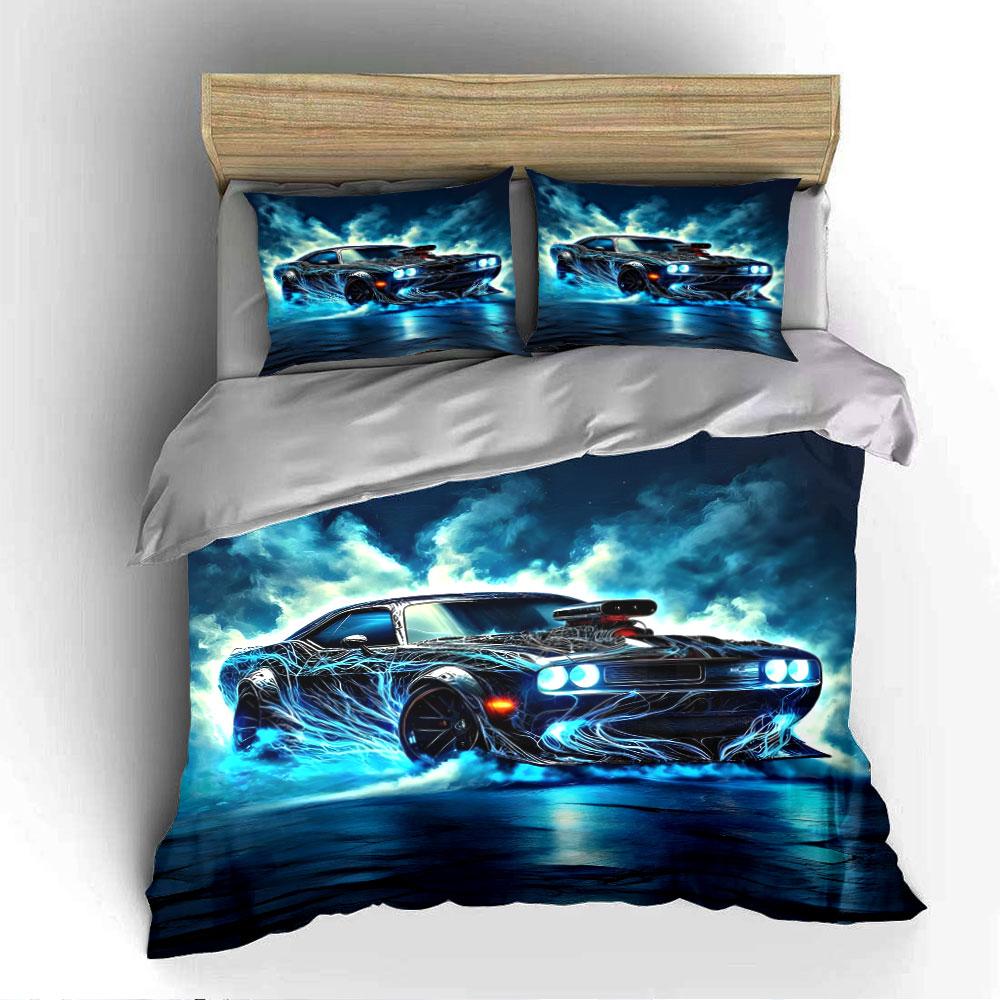 "Glowing Electric Muscle Car" Bedding Duvet Cover Set (1*Duvet Cover 2*Pillowcases, without duvet insert)