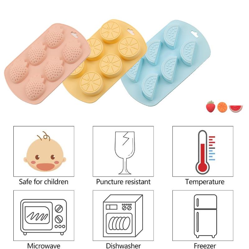 Watermelon Strawberry Lemon Shaped Silicone Mold DIY Flexible Easy Release Fondant Chocolate Gummy Pudding Molds