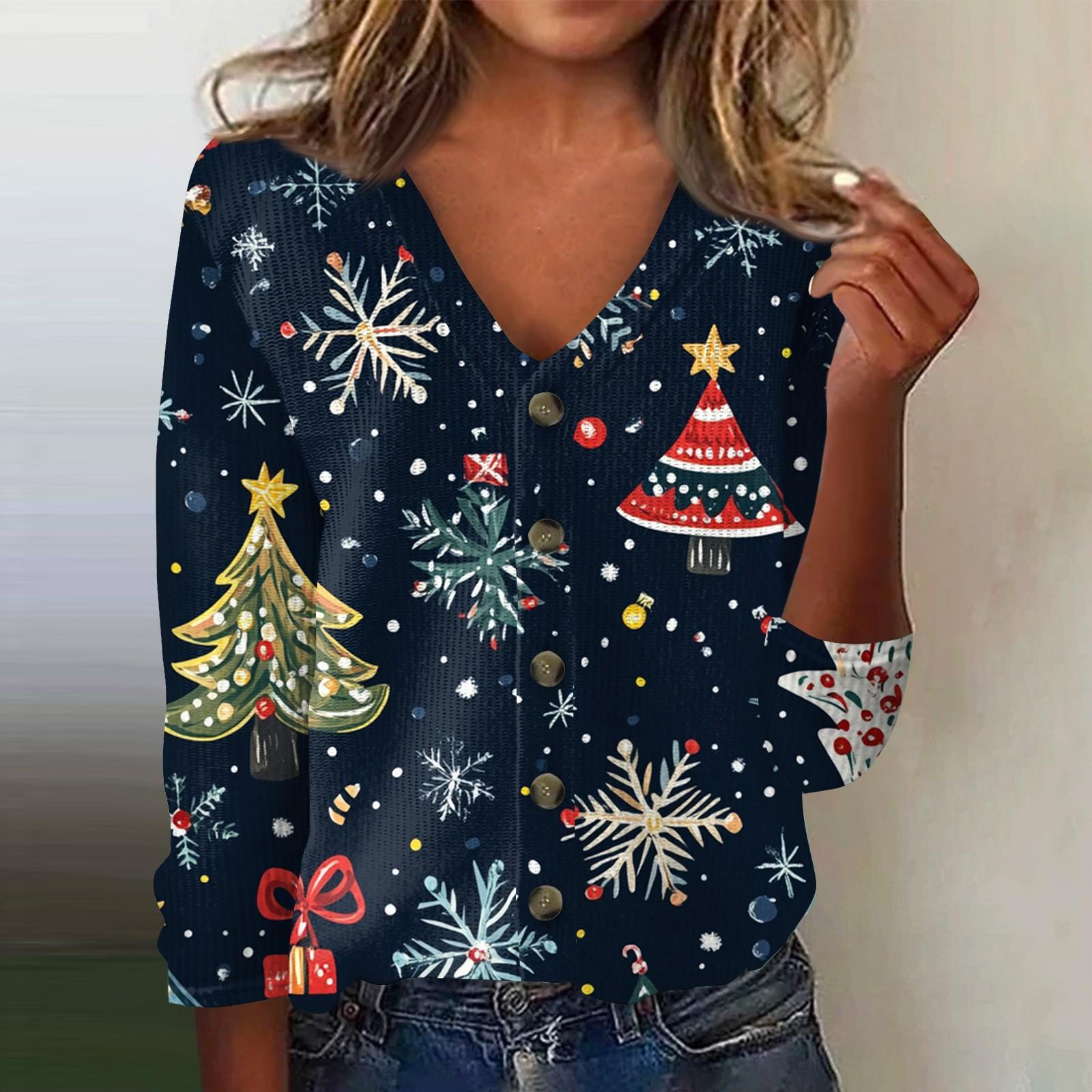 

Женская модная принтованная длинная рукава вязаный кардиган куртка на пуговицах XXXXL