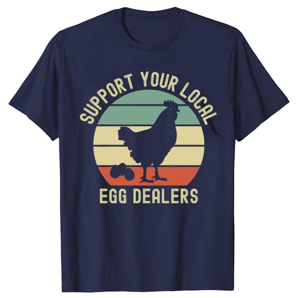 Funny Vintage Local Egg Dealer Farmer Chicken Egg Lover Graphic T-shirt Hip Hop Oversized T Shirt 100% Cotton Comfort T-shirts