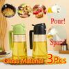 Glass Oil Bottle 2in1 Oil Spray Oil Polisher Kitchen Cooking Oils Dispenser Seasoning Container Cruet for Camping BBQ Baking