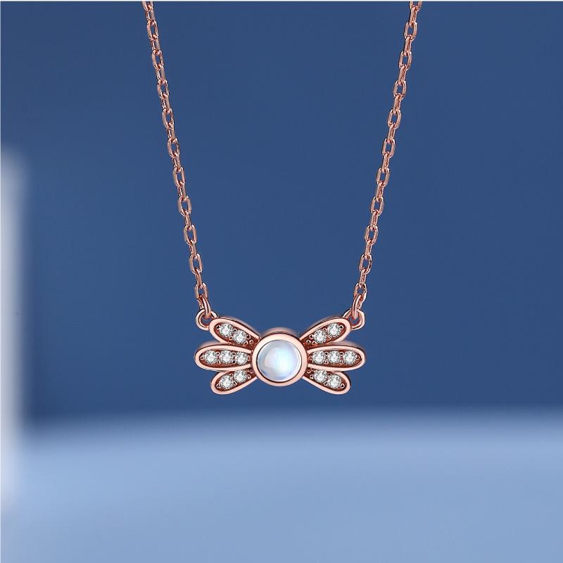 

Ожерелье со светлячком: Женские ювелирные изделия из высококачественного серебра S925 с лунным камнем, цепочка на ключицу S925 Silver розового золота