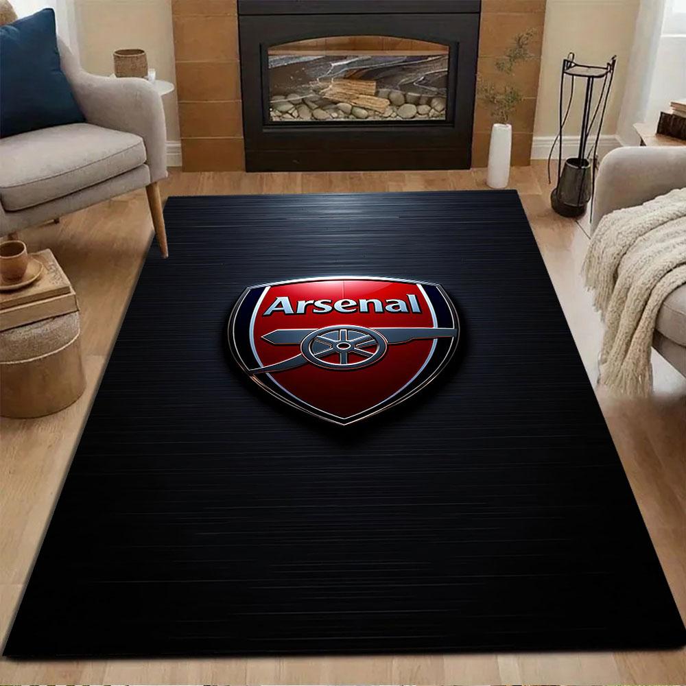 Tapis motif logo Arsenal avec emblème de canon, tapis antidérapant adapté aux canapés de salon et de chambre