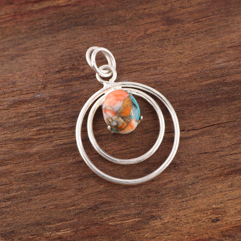 Spiny Oyster Handmade Gemstone Pendant, 925 Solid Sterling Silver Pendant Designer Jewelry, For Anniversary Gift