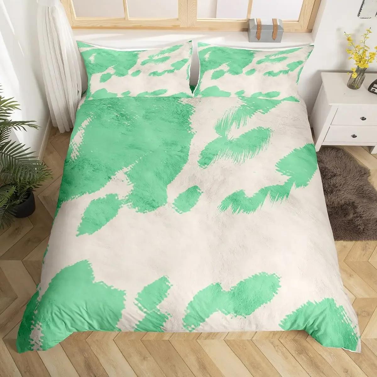 

Cowhide Soft Duvet Cover King Cow Fur Beding Set Farmhouse Cowboy Warm Comforter Cover Polyester Western Farm Animal Skin Bedspread Cover 135*200cm Eu-Single