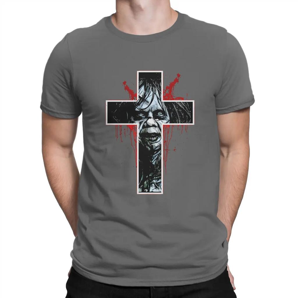 Fans Men's T Shirts T-The Exorcist Vintage Tee Shirt Short Sleeve Round Neck T-Shirts 100% Cotton Unique Clothing