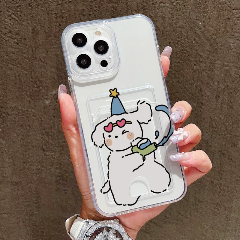 Card Slot Holder Silicone Wallet Pocket Case For iPhone 17 16 14 Pro Max Samsung S23 S24 S25 Honor X8A Oppo Reno 10 11 12 Pro Cover Clear Phone Bumper