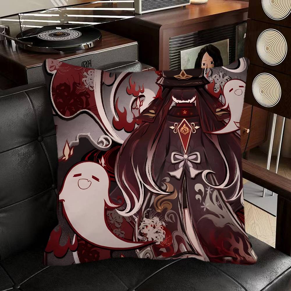 Genshin Impact Hu Tao Game Pillow Case Square Pillow Bedroom Sofa Leisure Comfort Cushion Car Home Decoration