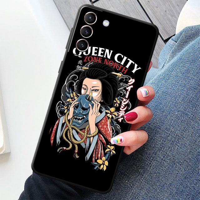 Case For Samsung Galaxy S20 S22 S21 FE S10 S23 Plus S24 Note 20 Ultra 10 Black Soft Phone Shell Great Ramen Wave Japan S24Ultra