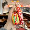 Endearing Rubber Soft Fast Food Keychain Adorable Burger Pizza Hot Dog French Charm Fries