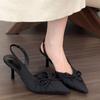Temperament with Skirt Bow Single Shoes French Purple High Heels Bag Head Sandals Fairy Shoes 2025 Spring and Summer