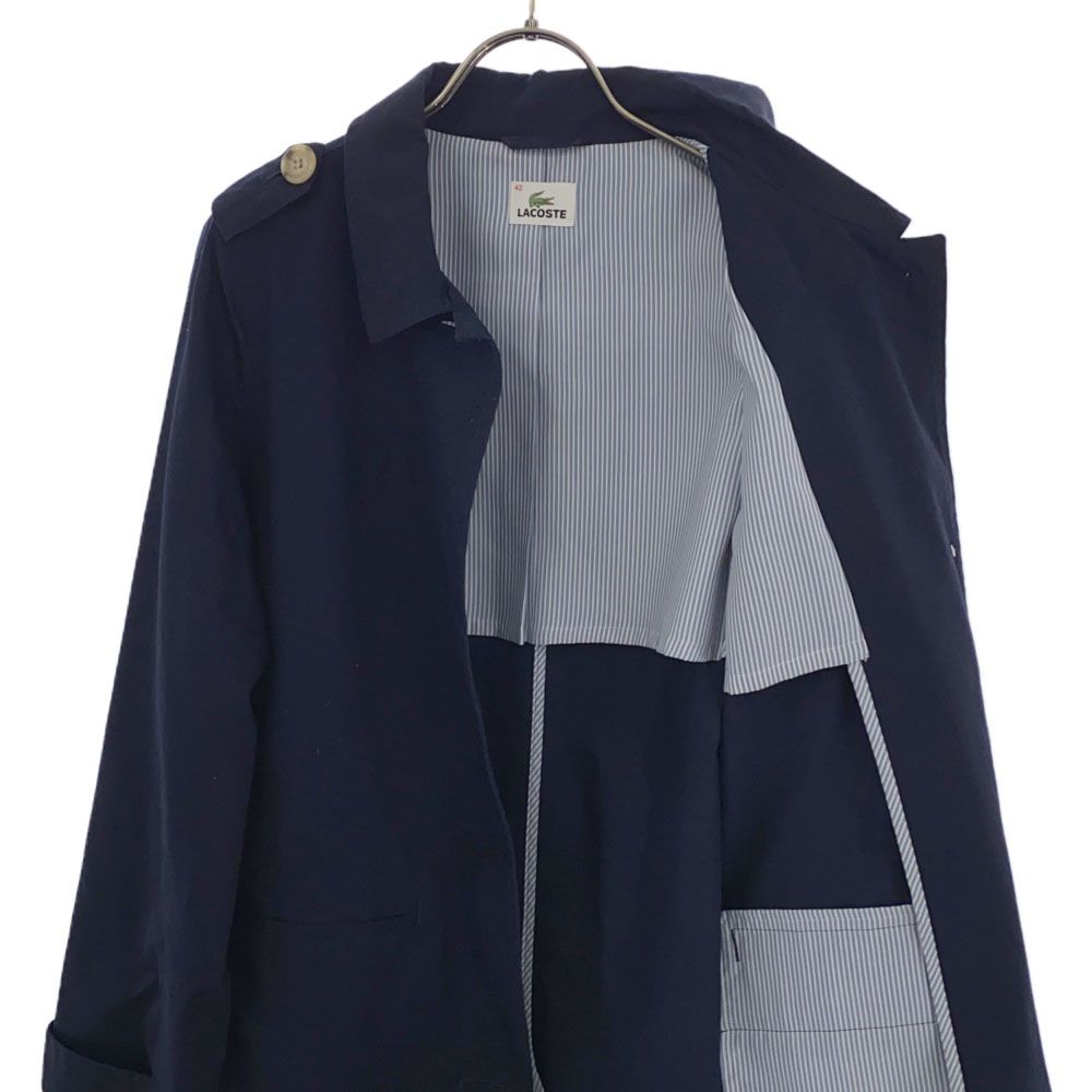 LACOSTE Long sleeve Stainless collar coat 42 Navy Women Used