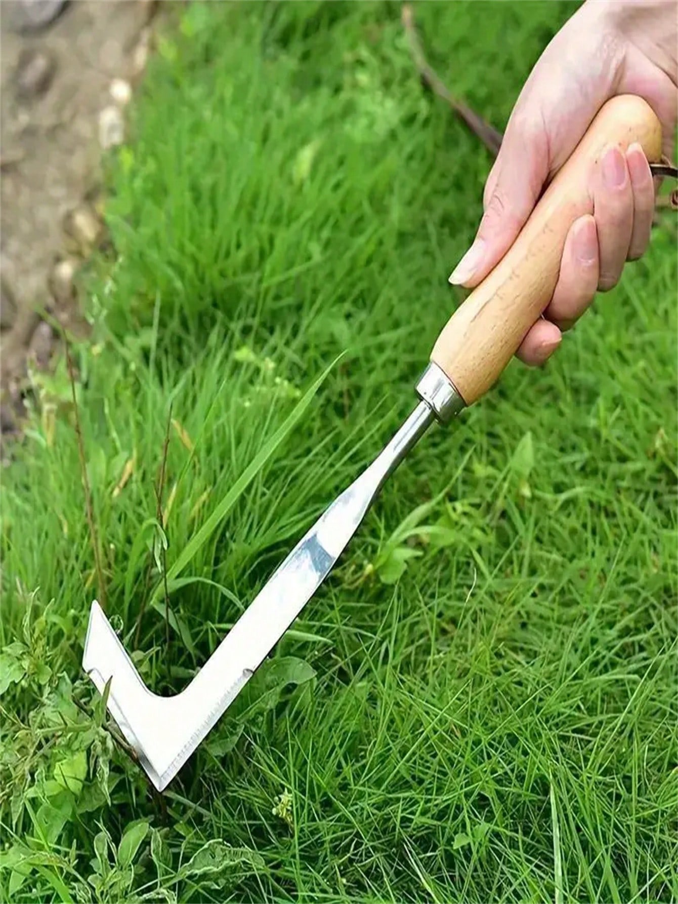 

1Pc, Stainless Steel Gap Weeding Tool, L-Shaped Multi-Purpose Garden Hand Tool, 13.5inch, Metal Handle, for Weed Removal in the Yard, Terrace, Car серебряный