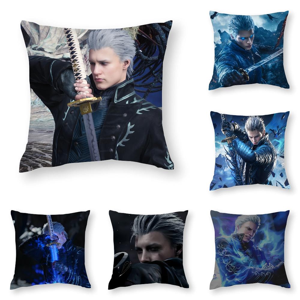 Poszewka na poduszkę Vergil D-Devil May C-Cry Nadruk 3D Włókno poliestrowe 45*45 cm Dekoracja poszewki na poduszkę dekoracyjną do domu na sofę Prezent festiwalowy