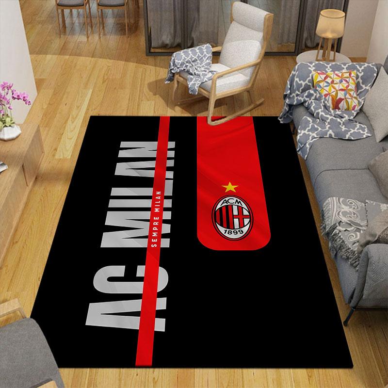 Schwarzer ACM Flanell Bedruckter Teppich, Heim Sofa Dekoration für Wohnzimmer & Schlafzimmer, Rutschfeste Spiel Flanell Bodenmatte für Spielzimmer