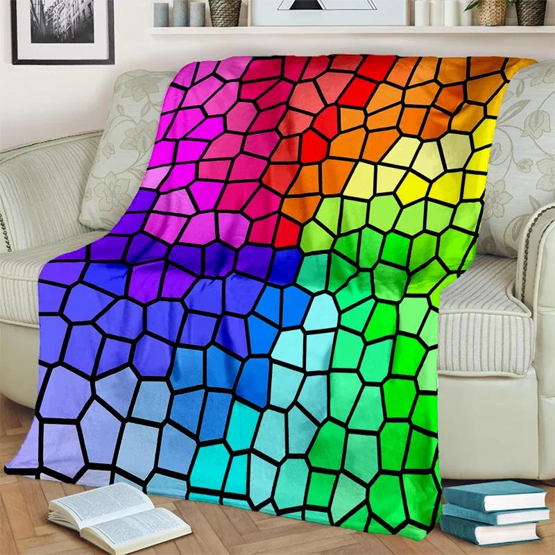 Coperta Cartone Animato 3D Colori Arcobaleno Illusione, Morbida Coperta da Divano per Casa Camera da Letto Letto Divano Picnic Viaggio Ufficio Coperta per Bambini
