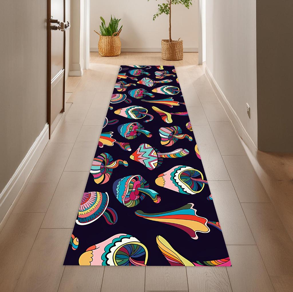 Pszichedelikus Művészet Absztrakt Mintás Futószőnyeg Merész Színkontraszt Kialakítás Retro Hippie Tökéletes Előszobához, Közlekedőhöz, Lakásdíszítéshez