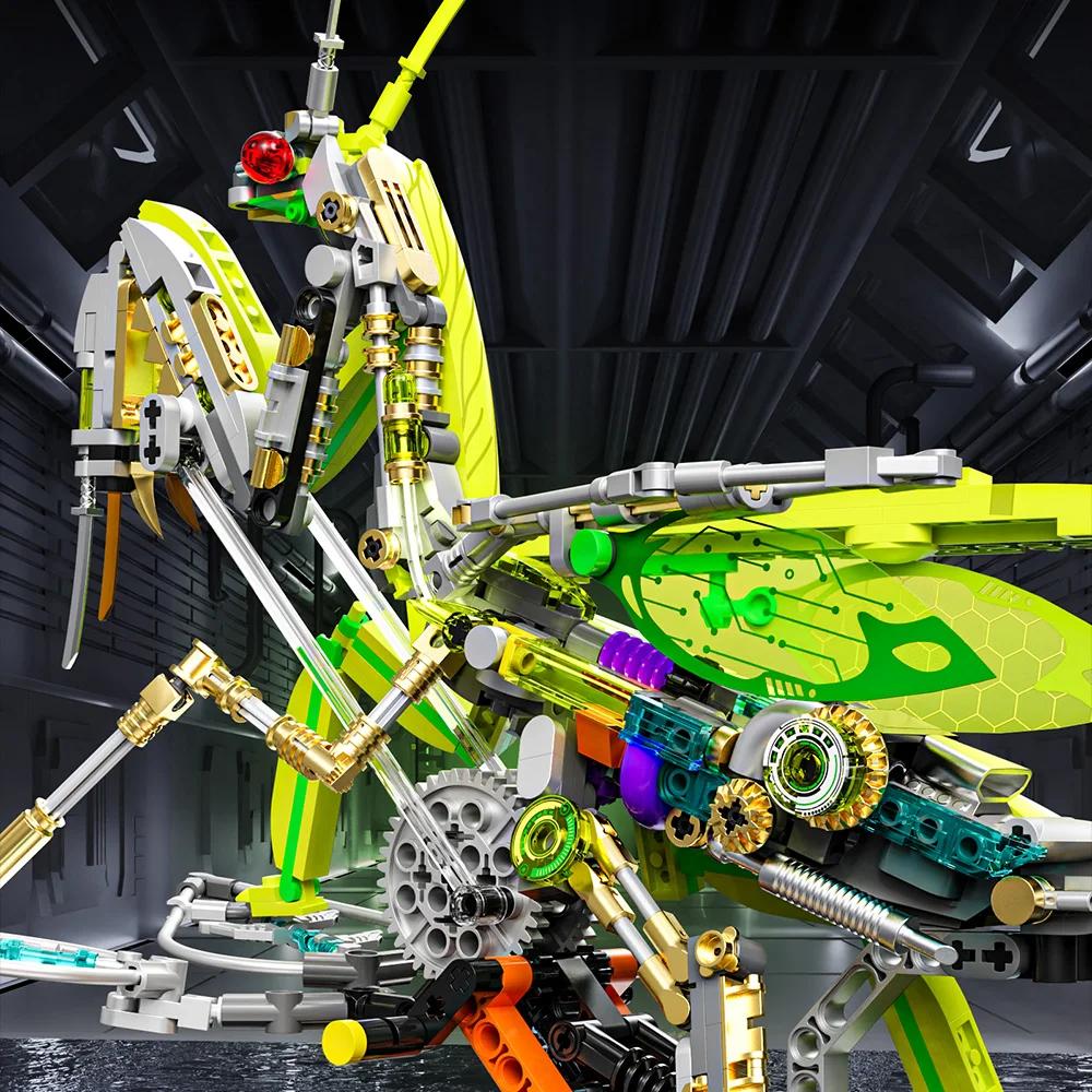 Mantis Bauspielzeug-Set Ausstellungsmodelle Insekten mit Verknüpfbare Gottesanbeterin Puzzle Mechanisches Spielzeug-Set Geschenk für Erwachsene Jungen